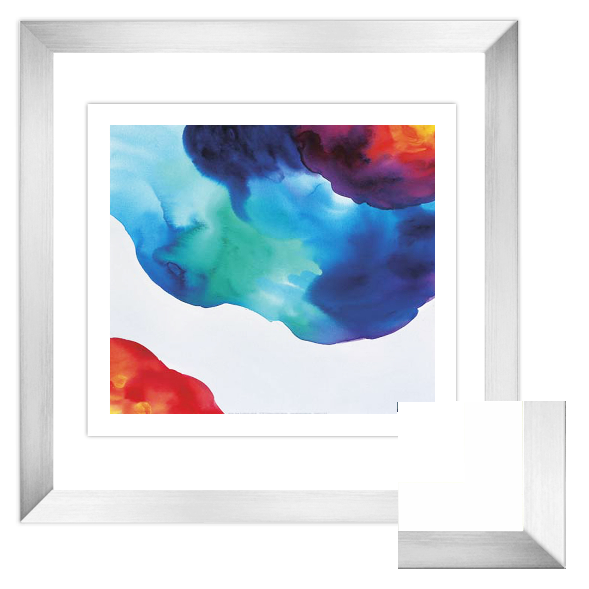 FP184 Wall décor art framed print abstract floral silver frame